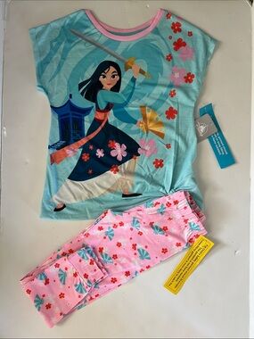 Disney Mulan Two-Piece Pajama Set - Aqua Top & Pink Pants
